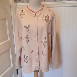 Vintage Grandma Granny Chic Floral Embroidered Women's Cardigan